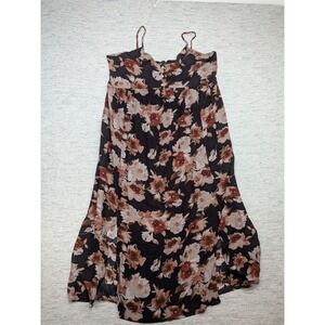 Final Touch Dress Womens 3XL‎ Black Floral Sleeveless Button Front Boho Maxi 3X